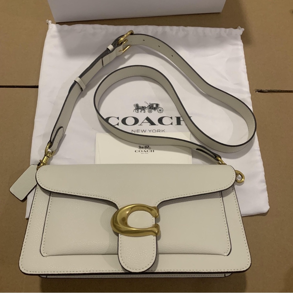 Coach White Leather Tabby Shoulder Bag with Gold Hardware